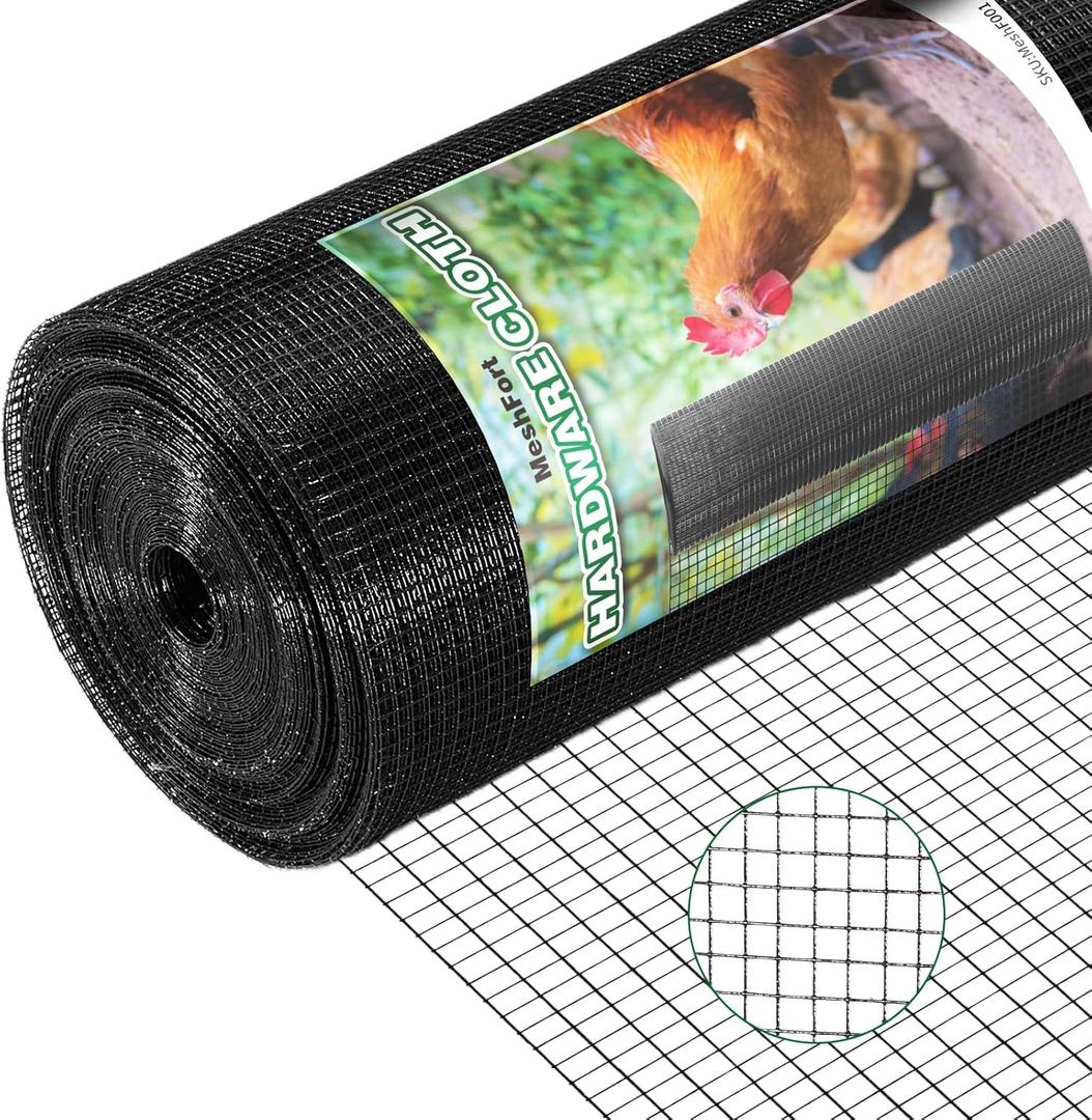 Hardware Cloth Black 1/4 inch 48 x 100 ft 23 Gauge Vinyl Coated Welded Wire Mesh Roll PVC Coated Welded Wire Roll Chicken Rabbit Snake Cage Welding Fencing