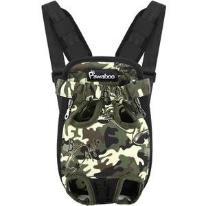 Pawaboo Pet Carrier Backpack, Adjustable Pet Front Cat Dog Carrier Backpack Travel Bag, Legs Out, Easy-Fit for Traveling Hiking Camping for Small Medium Dogs Cats Puppies, Large, Deep Camouflage Black