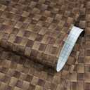 ReWallpaper Brown Rattan Wallpaper Stick and Peel Rustic Basketweave Wallpaper Adhesive Non Textured Boho Woven Pattern Wall Paper Removable Vinyl Contact Paper for Cabinets Shelf Drawer 15.8in10ft