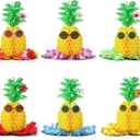 6 Sets 14 Inch Hawaiian Pineapple Party Decorations Include Tropical Pineapple Honeycomb Table Centerpieces Sunglasses Wristbands Tropical Leaves for Beach Summer Wedding Party Supplies
