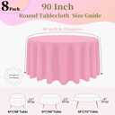 8 Pack Pink Round Tablecloth 90 Inch Round Table Cloth, Wrinkle Resistant and Washable Tablecloth Polyester Fabric Table Cloth Round Cover for Dining Wedding Banquet Party