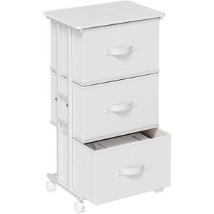 OLIXIS Dresser Storage with 3 Drawers, Fabric Dresser Tower, White, 11.8"D x 16.7"W x 30"H