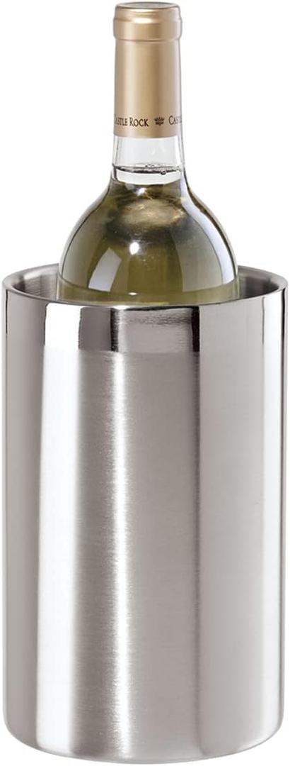 OGGI Stainless Steel Double Wall Wine Cooler - Insulated Tabletop Wine Chiller for White Wine & Champagne, Fits Most Standard Sized Bottles
