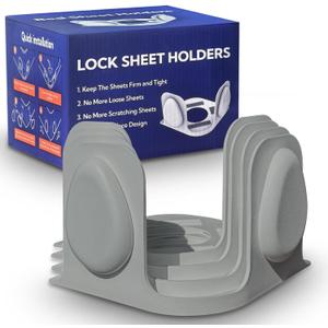 Bed Sheet Holders for Corners: 4 Pack Twist-Lock Clips Keep Sheets Tight Heavy-Duty Grippers Quick Install Fits All MattressesGrey