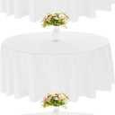 3 Pack 90 Inch Round White Polyester Tablecloth Bulk Washable Table Covers for Wedding Dining Table Buffet Parties Banquet Decor(White)