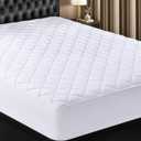Utopia Bedding Quilted Fitted Mattress Pad, Queen Size, Elastic Fitted Mattress Topper Protector and Cover Stretches up to 16 Inches Deep, Machine Washable (White)