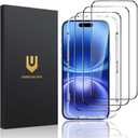 UNBREAKcable 3-Pack Screen Protector for iPhone 16/15, Shatterproof Tempered Glass [Easy Installation Frame] [99.99% HD Clear] [Case Friendly] [9H Hardness] [Full Coverage] for Apple 6.1 inch