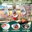 Amyhill 3 Pcs Nativity Scene Oyster Shell Christmas Ornament Natural Flat Oyster Shells Religious Ornament with Jute Rope for Home Hanging Decor, DIY and Crafts Tree Home Office Gift