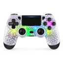 TIANHOO Wireless Controller with LED Light Compatible with PS4 - Crack White