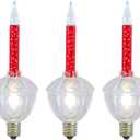 Novelty Lights Replacement Glitter Bubble Lights 3 Pack, Clear Liquid with Clear Bulbs and Bases, Vintage Glass Holiday Bulbs with Flowing Glittery Liquid, 5 Watts Each, C7/E12 Base
