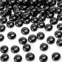 DomeStar 5LB Flat Glass Marbles - Black Flat Glass Pebbles for Vases, Fish Tank, Aquarium & DIY Crafts