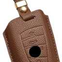 Key Fob Cover for BMW, Leather Car Key Case Shell Protector with Key Chain for 2 5 6 7 Series X1 X2 X3 X5 X6 X7 M5 M6 (CAPPUCCINO, BLADE SIZE)