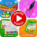 Learn & Climb DIY Balloon Animal Kit for Beginners. Fun Twisting & Modeling Activity for Party. Makes 30+ Sculptures, Pump and Manual Included. Gift for, Teens Boys and Girls. 120 Pieces.