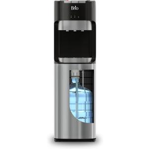 Brio Bottom Loading Water Cooler Dispenser for 5 Gallon Bottles - 3 Temperatures with Hot, Room & Cold Spouts, Child Safety Lock, LED Display with Empty Bottle Alert, Stainless Steel Accent