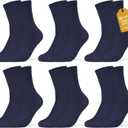 6 Pack Mens Crew Dress Socks 97.5% Combed Cotton Size 8-13