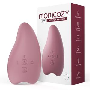 Momcozy Warming Lactation Massager 2-in-1, Soft Breast Massager for Breastfeeding, Heat + Vibration Adjustable for Clogged Ducts, Improve Milk Flow, Engorgement (Red)