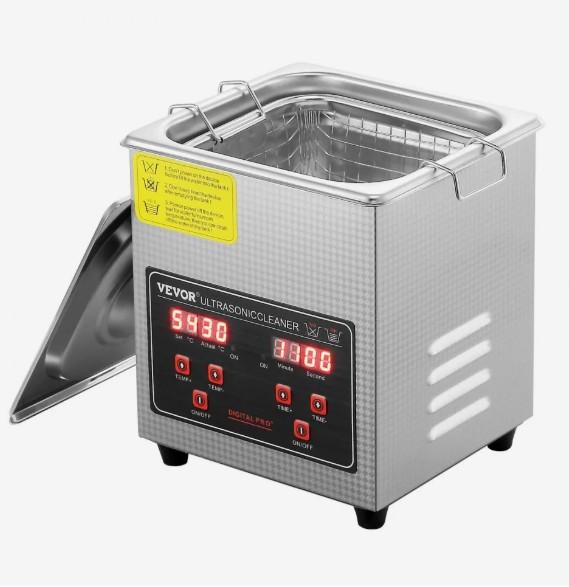 VEVOR Sonic Cleaner with Digital Timer & Heater, Professional Ultra Sonic Parts Cleaner, Stainless Steel Heated Cleaning Machine for Glasses Watch Rings Jewelry Circuit Board (2L)