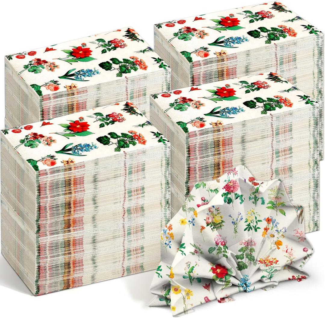 200 Pack Floral Paper Napkins Disposable Hand Towels for Party and Bridal & Baby Shower, Watercolor Floral Napkins Paper Hand Towels for Bathroom Guest Towels Paper for Bathroom Wedding Birthday Party