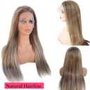 Smartinnov Balayage Ash Blonde Human Hair Wigs 13x4 Lace Front Wigs 24Inch Glueless Blonde Highlight Pre Plucked Ombre Wigs with Light Brown Roots 150% Density