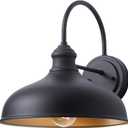 10" Dome Barn Lights for Farmhouse, Matte Black Gooseneck Outdoor Light Fixture, Exterior Porch Lighting with Wall Mount, Outside Goose Neck Wall Sconce for Patio