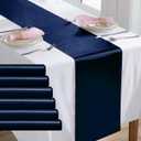 KKJIAF 6 Pack Navy Blue Table Runners 12 x 108 Inch, Rectangular Smooth Satin Silk Table Runner for Wedding, Banquet, Birthday Party Decoration (6Pack)