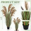 Jexine 2 Pcs Pampas Grass Potted Plants 5 ft Tall Artificial Grass Potted Artificial Greenery Floor Plants Tall in Pot for Housewarming Gift House Garden Bathroom Lobby Outdoor Decoration (Fall)
