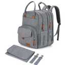 Large Diaper Bag Backpack for Two Kids Twins - Expandable Baby Bag (26-36L), Dual Big Compartments - Includes Changing Pad & Stroller Straps, Unisex Grey