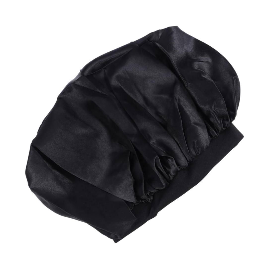 Large Round Sleep Cap Elastic Bathing Hat for Women Hat One Size Fits Black