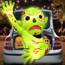 4Ft Halloween Inflatable Zombie Outdoor Decorations Trunk or Treat Car Decorations Kit Green Raise Hand Zombie Inflatable Halloween Blow Ups with LEDs for Indoor Lawn Yard Garden Patio Decor