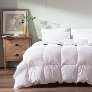 Feather Down Comforter Queen Size,Hotel Style Bedding Comforter,750+ Fill Power,1200TC,100% Organic Cotton Fabric,All Season White Duvet Insert with 8 Corner Tabs (Full(90x90inches))