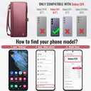Defencase Compatible with Samsung Galaxy S24 Case Wallet with RFID Blocking Card Holder for Women Men, PU Leather Magnetic Snap Flip Zipper Strap Wallet Phone Case Fit for Galaxy S24 6.2", Wine Red