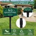 No Soliciting Sign with Stake Yard Sign, 12"x8"/36 inch Height -40-mil Thick Aluminum with Fiberglass Stake, Double-sided printing with UV Protection,With reflective film,Screwless mounting for Lawns and Gardens (Green&White)