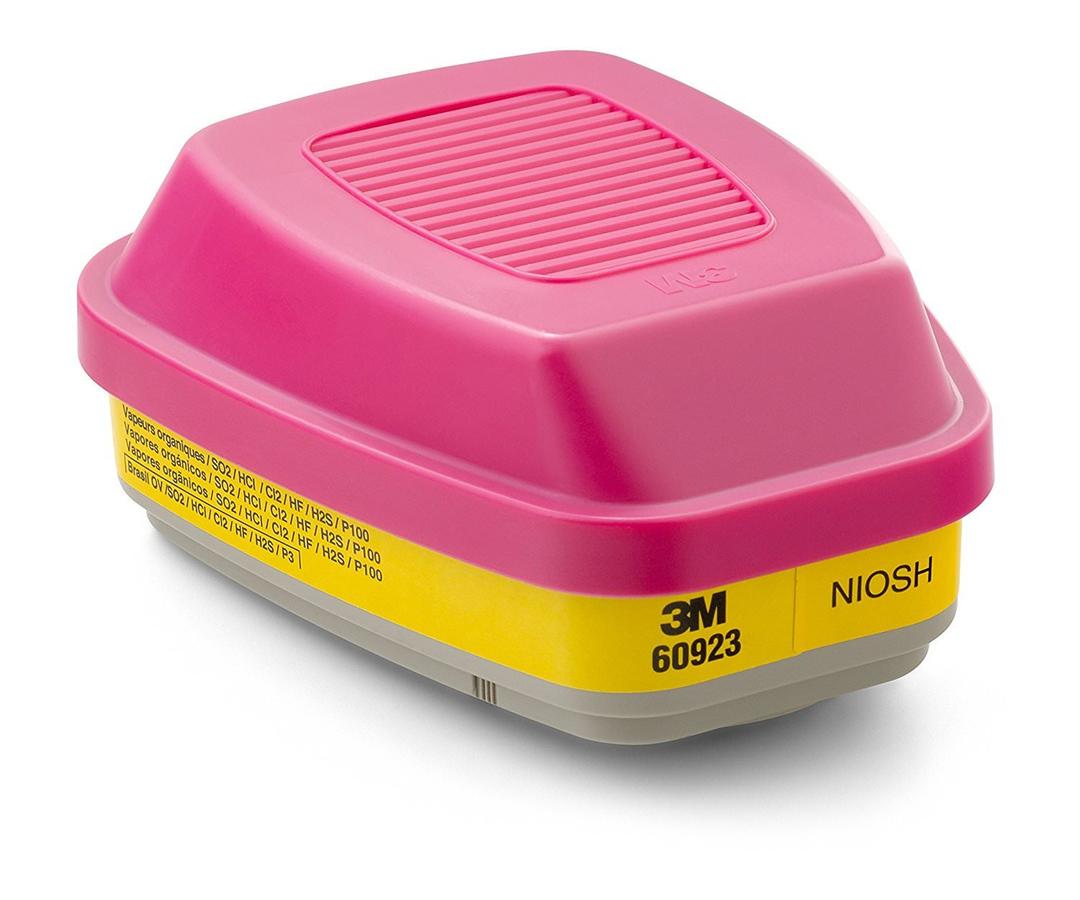 3M Organic Vapor/Acid Gas Cartridge/Filter 60923, P100 Respiratory Protection, 10 Filters