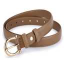 UIRLINXUAN Fashion Women's Leather Belts for Jeans Dresses Ladies Belt Solid Gold Buckle Pin Buckle Designer Belt for Pants (Brown, L: Fit waist size 38"-42")