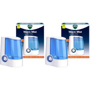 Vicks Warm Mist Humidifier FilterFree 1 Gal Tank,Auto ShutOff,Night Light,VapoPad and VapoSteam Compatible,(Pack of 2) (White)