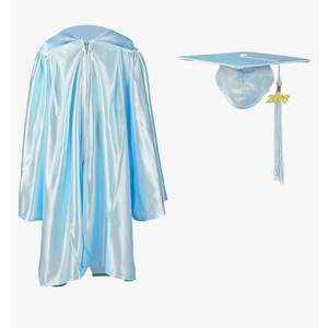 Shiny Kindergarten Graduation Cap and Gown Set Size 24", Sky Blue