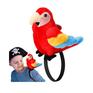 HyDren 3 Pcs Stuffed Pirate Parrot on Shoulder 7 Inch Plush Pirate Parrot Stuffed Animals Toys Costume Accessories Shoulder Props for Adults Kids Birthday Summer Tropical Party Favors