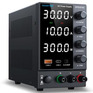 DC Power Supply Variable 0-30V 0-10A, Adjustable Switching Regulated Bench Power Supplies with Encoder Coarse & Fine Knob, 3.6A USB & Type-C Quick-Charge, OCP Overcurrent Protection