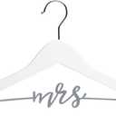 Pearhead Mrs. Wedding Dress Hanger  Elegant Wooden Bridal Keepsake with Cursive Wire Lettering, Perfect Photo Prop and Gift for Bride, White and Silver