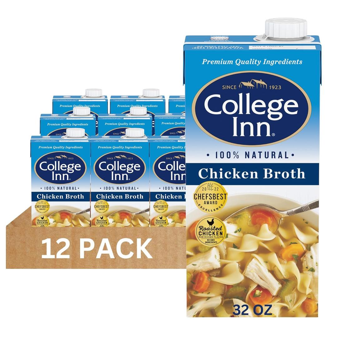 College Inn 100% Natural Chicken Broth, 12 Pack, 32 oz Carton, Best By: 01/APR/2026