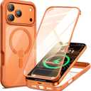 VOFATA for iPhone 17 Pro Max Case, 360 Full Body with Built-in 9H Tempered Glass Screen Protector, Fit for MagSafe, Mil-Grade Drop Protection, Drop Proof Magnetic iPhone 17 Pro Max Phone Case, Orange