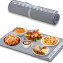Electric Warming Tray, Roll up Silicone Food Warming Mat with 3 Temperature Settings and Full Surface Heating, Easy to Clean & Store, for Family Gathering, Dinner or Party (Grey)