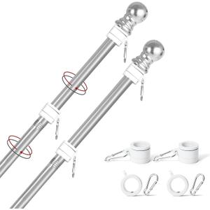 Yeesun Flag Pole,6FT Flag Pole Kit(2 Packs) for 3' x 5'American Flag, Flag Pole Holder for Outside House,Truck & Boat Use (Without Bracket) (Silver)
