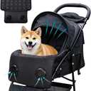 Cooling Pad for Dogs Cats - 3-Level Adjustable Ventilated Pet Mat with USB Port, Portable Washable Design for Strollers Camping Travel Cars Kennels Outdoors Summer Use (Black)