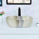 Davivy 18.3"13" Nordic Marbling Rectangle Bathroom Vessel Sink with Pop Up Drain,Ceramic Vessel Sinks,Bathroom Sinks Above Counter,Rectangle Vessel Sink for Bathroom, 18.3"L 13"W 5.5"H