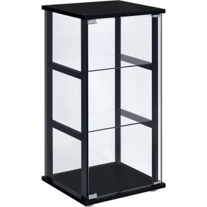 Coaster Home Furnishings Cyclamen 34-inch 3-Tier Clear Tempered Glass Curio Cabinet Display Case with Shelving Black 950179