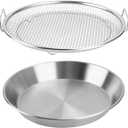 Oil Filter Tray, Stainless Steel Mesh Drain Basket Colanders Air Fryer Accessories for Fried Food Draining Rack Barbecue Grill Tray Net Draining Pan Strainer for Vegetable Dessert (10.2 Inch)