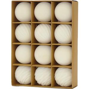 3.15inch Velvet Christmas Ornaments for Xmas Tree, 12 pcs Flocked Christmas Balls Set Assortment for Holiday Decor (Beige)