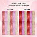 2 x 2 Pack 3.2ft x 9.8ft Valentine's Day Metallic Foil Fringe Curtain, Red Purple Rose Gold Tinsel Curtains Streamers Party Photo Booth Props Backdrop for Anniversary, Engagement, Romantic Love Decoration
