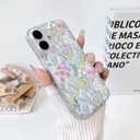 Lovmooful Compatible for iPhone 16 Plus Case Clear Cute Flower Floral Leaf with Color Design for Girls Women Soft TPU Shockproof Protective Girly for iPhone 16 Plus Case-Floral